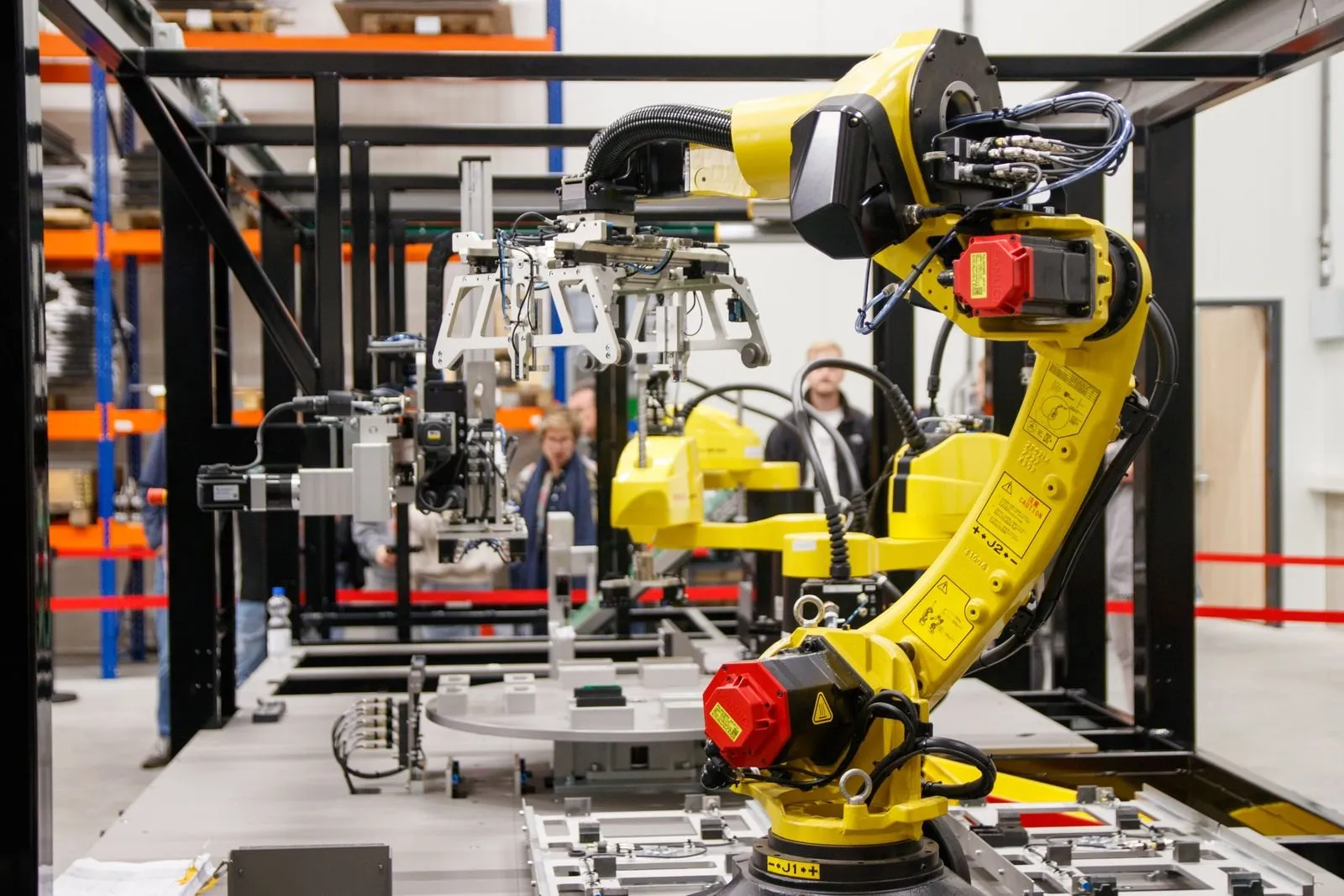 Industrial robot arm on a production line